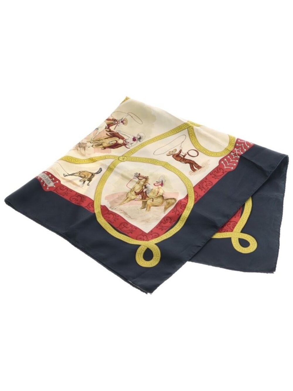 Hermes Carre 90 Chaleada Motif Silk Scarf Shawl Beige